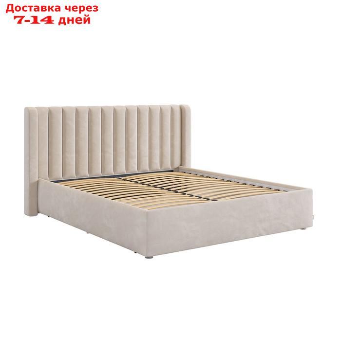 Кровать с основанием Ева 160х200 см, крем (велюр) - фото 2 - id-p226871226