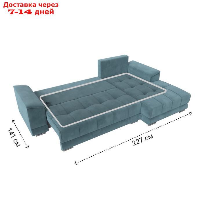 Угловой диван "НордСтар", правый угол, механизм еврокнижка, ППУ, велюр, цвет бирюзовый - фото 2 - id-p226871254