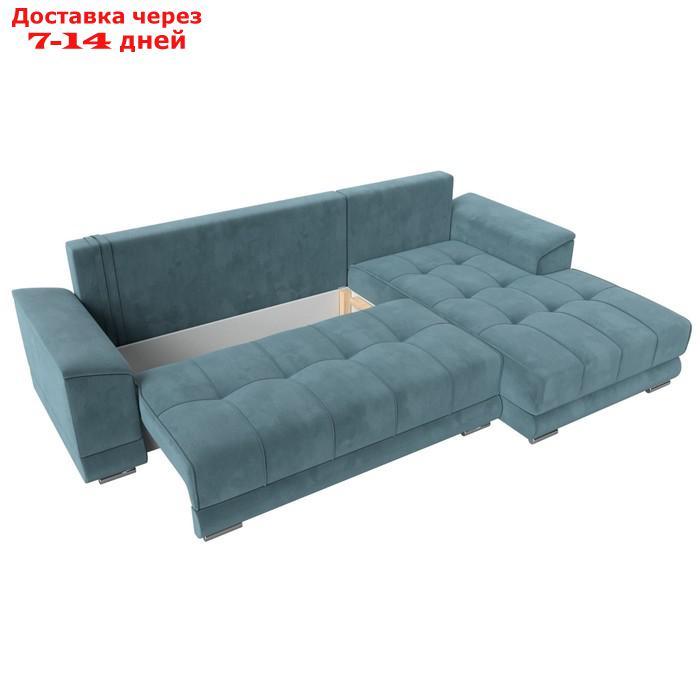Угловой диван "НордСтар", правый угол, механизм еврокнижка, ППУ, велюр, цвет бирюзовый - фото 8 - id-p226871254