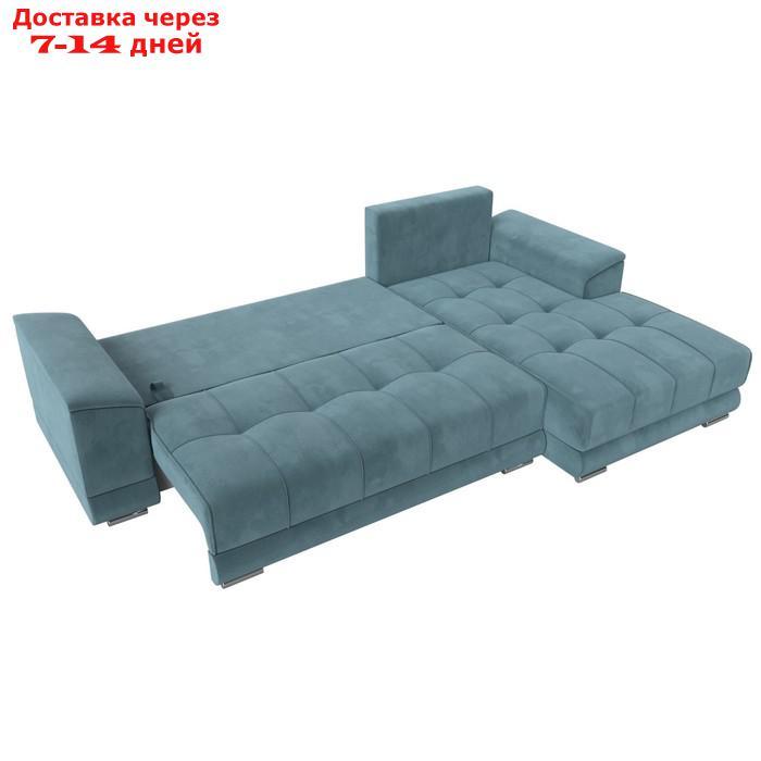 Угловой диван "НордСтар", правый угол, механизм еврокнижка, ППУ, велюр, цвет бирюзовый - фото 9 - id-p226871254