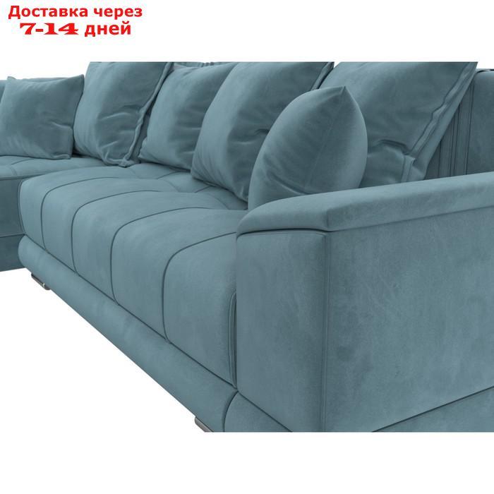 Угловой диван "НордСтар", левый угол, механизм еврокнижка, ППУ, велюр, цвет бирюзовый - фото 4 - id-p226871255
