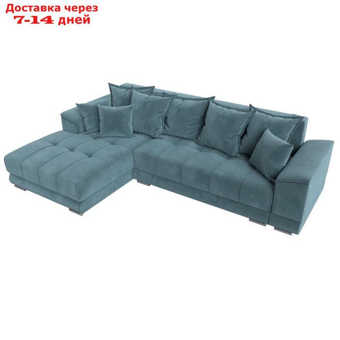 Угловой диван "НордСтар", левый угол, механизм еврокнижка, ППУ, велюр, цвет бирюзовый - фото 7 - id-p226871255