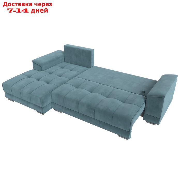 Угловой диван "НордСтар", левый угол, механизм еврокнижка, ППУ, велюр, цвет бирюзовый - фото 9 - id-p226871255