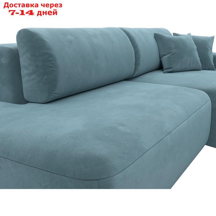Угловой диван "Лига 036 Модерн", правый угол, механизм еврокнижка, НПБ, велюр, бирюзовый - фото 4 - id-p226871257