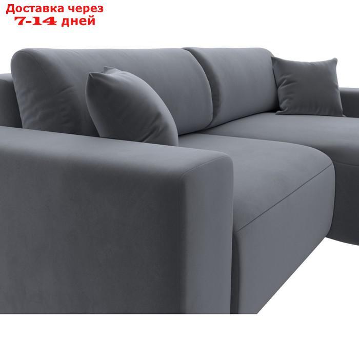 Угловой диван "Лига 036 Классик", правый угол, механизм еврокнижка, НПБ, велюр, серый - фото 4 - id-p226871258