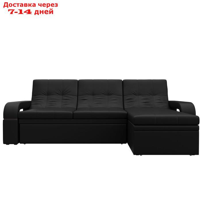 Угловой диван "Лига 035", правый угол, механизм дельфин, ППУ, экокожа, цвет чёрный - фото 6 - id-p226871260
