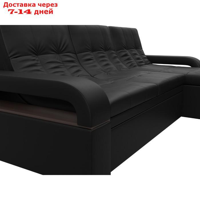 Угловой диван "Лига 035", правый угол, механизм дельфин, ППУ, экокожа, цвет чёрный - фото 7 - id-p226871260