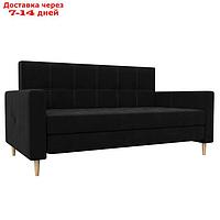 Прямой диван "Лига 038", механизм раскладушка, ППУ, микровельвет, цвет чёрный