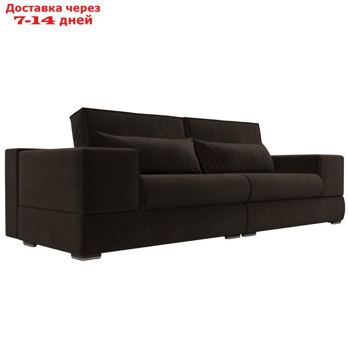 Прямой диван "Лига 037", механизм пантограф, НПБ, микровельвет, цвет коричневый - фото 1 - id-p226871263