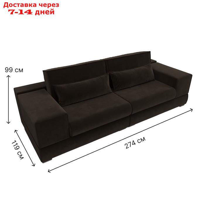 Прямой диван "Лига 037", механизм пантограф, НПБ, микровельвет, цвет коричневый - фото 2 - id-p226871263