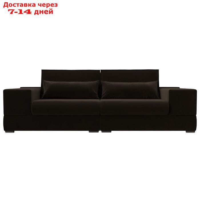 Прямой диван "Лига 037", механизм пантограф, НПБ, микровельвет, цвет коричневый - фото 3 - id-p226871263