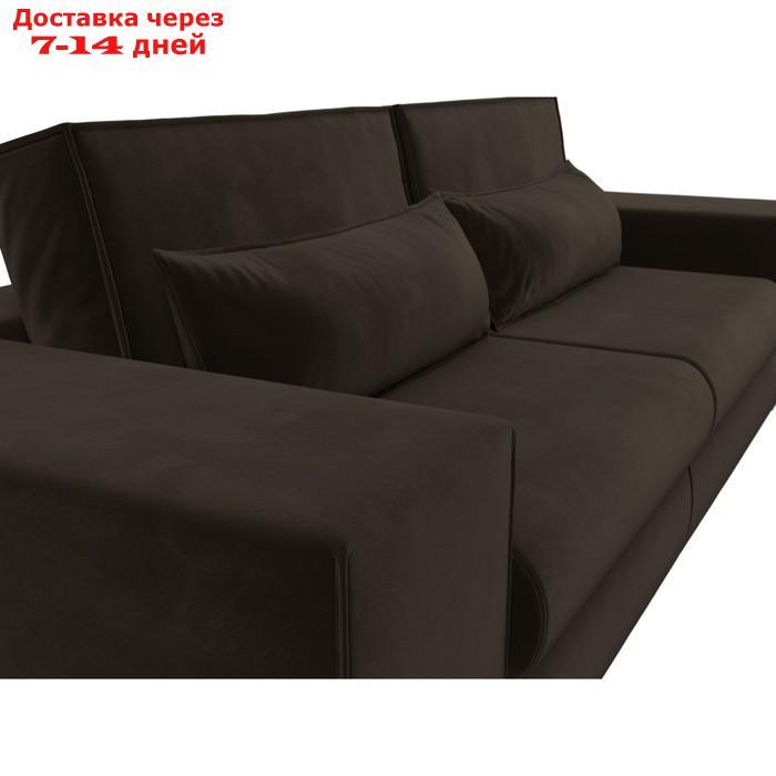 Прямой диван "Лига 037", механизм пантограф, НПБ, микровельвет, цвет коричневый - фото 5 - id-p226871263