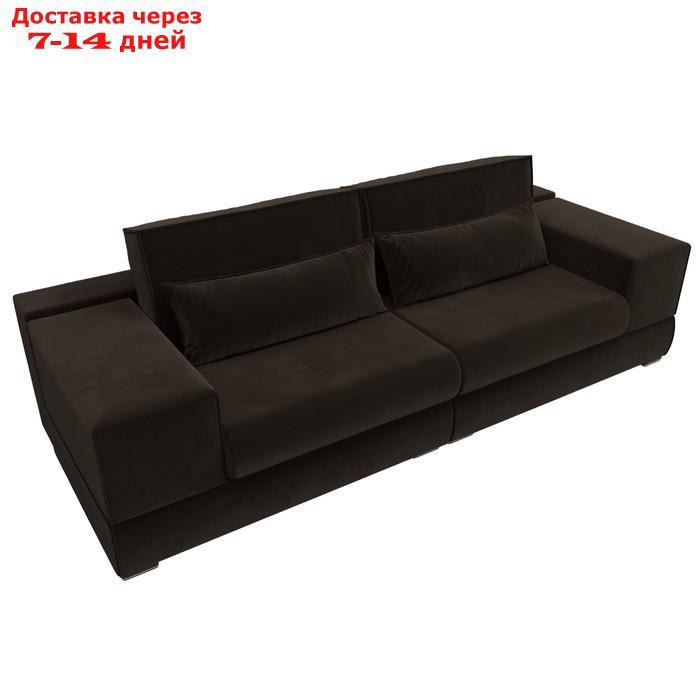 Прямой диван "Лига 037", механизм пантограф, НПБ, микровельвет, цвет коричневый - фото 6 - id-p226871263