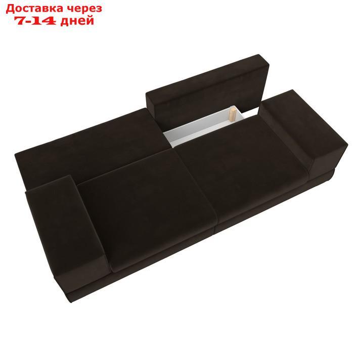 Прямой диван "Лига 037", механизм пантограф, НПБ, микровельвет, цвет коричневый - фото 9 - id-p226871263