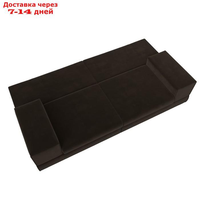 Прямой диван "Лига 037", механизм пантограф, НПБ, микровельвет, цвет коричневый - фото 10 - id-p226871263