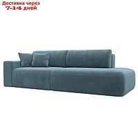 Прямой диван "Лига 036 Модерн", подлокотник слева, еврокнижка, велюр, бирюзовый