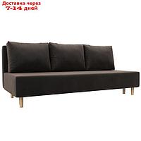 Прямой диван "Лига 033", механизм еврокнижка, ППУ, велюр, цвет коричневый