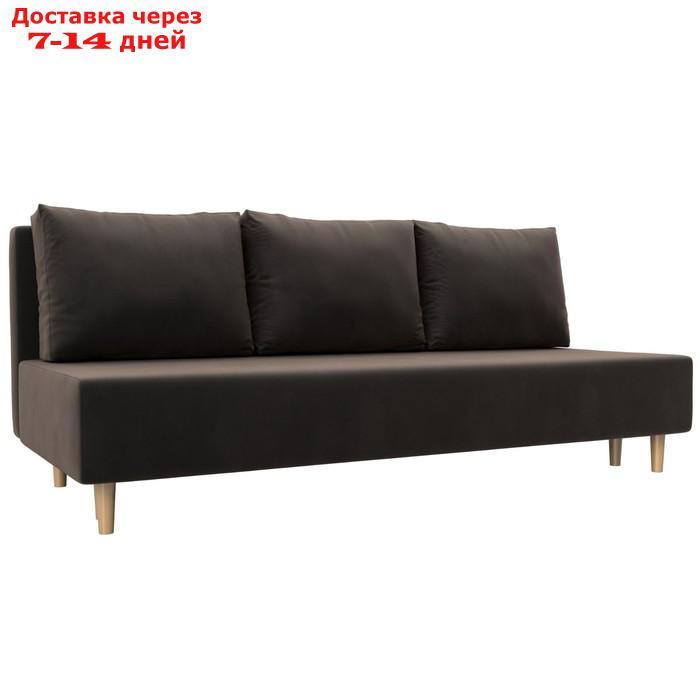 Прямой диван "Лига 033", механизм еврокнижка, ППУ, велюр, цвет коричневый - фото 1 - id-p226871267