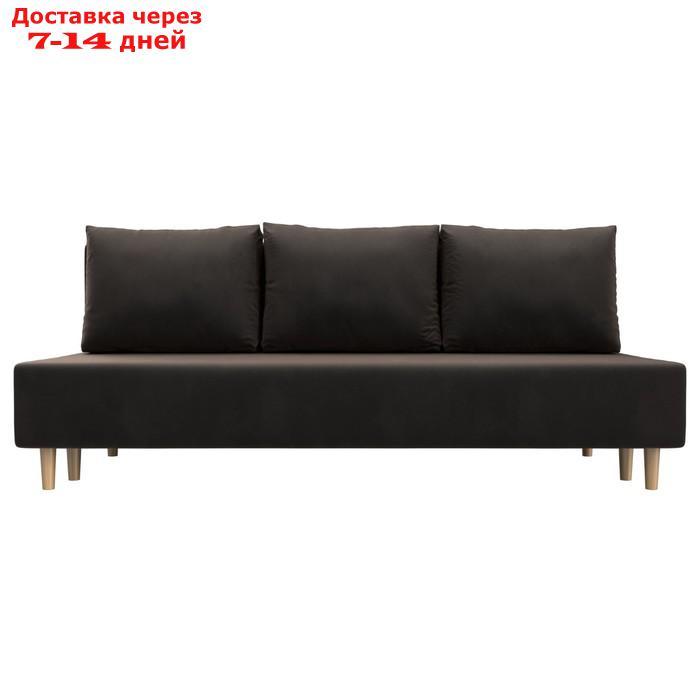 Прямой диван "Лига 033", механизм еврокнижка, ППУ, велюр, цвет коричневый - фото 3 - id-p226871267