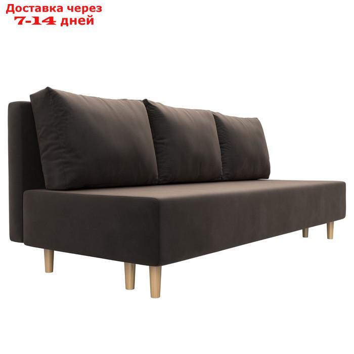 Прямой диван "Лига 033", механизм еврокнижка, ППУ, велюр, цвет коричневый - фото 4 - id-p226871267
