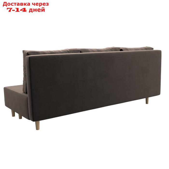 Прямой диван "Лига 033", механизм еврокнижка, ППУ, велюр, цвет коричневый - фото 7 - id-p226871267