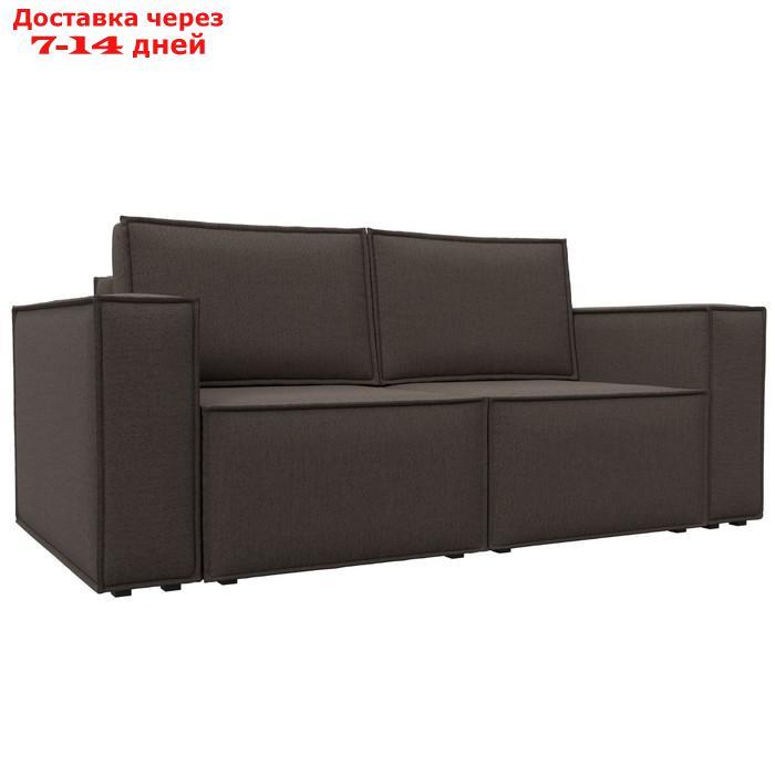 Прямой диван "Куба мини", механизм раскладушка, НПБ, рогожка, цвет амур коричневый - фото 1 - id-p226871271
