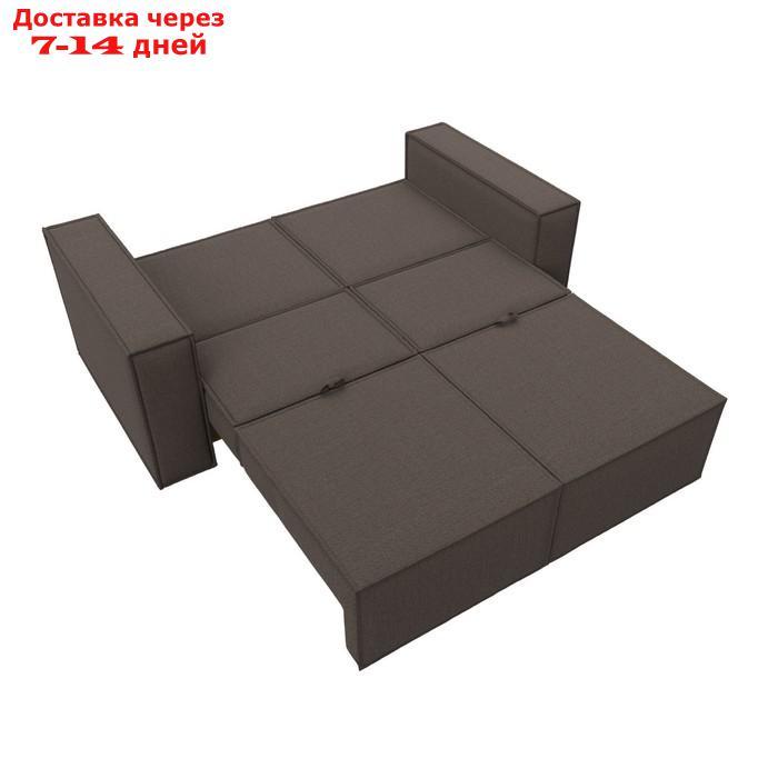 Прямой диван "Куба мини", механизм раскладушка, НПБ, рогожка, цвет амур коричневый - фото 2 - id-p226871271
