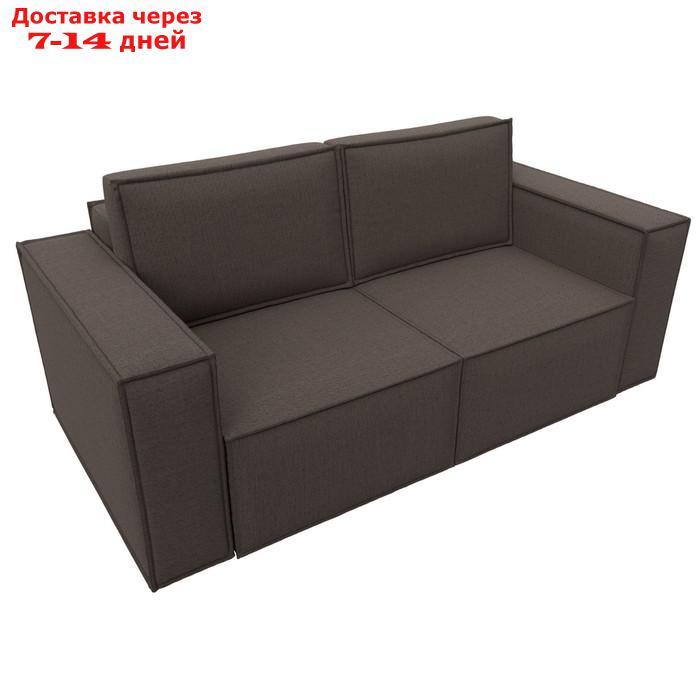 Прямой диван "Куба мини", механизм раскладушка, НПБ, рогожка, цвет амур коричневый - фото 6 - id-p226871271