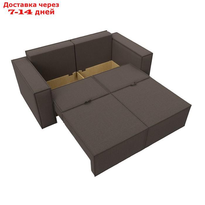 Прямой диван "Куба мини", механизм раскладушка, НПБ, рогожка, цвет амур коричневый - фото 9 - id-p226871271