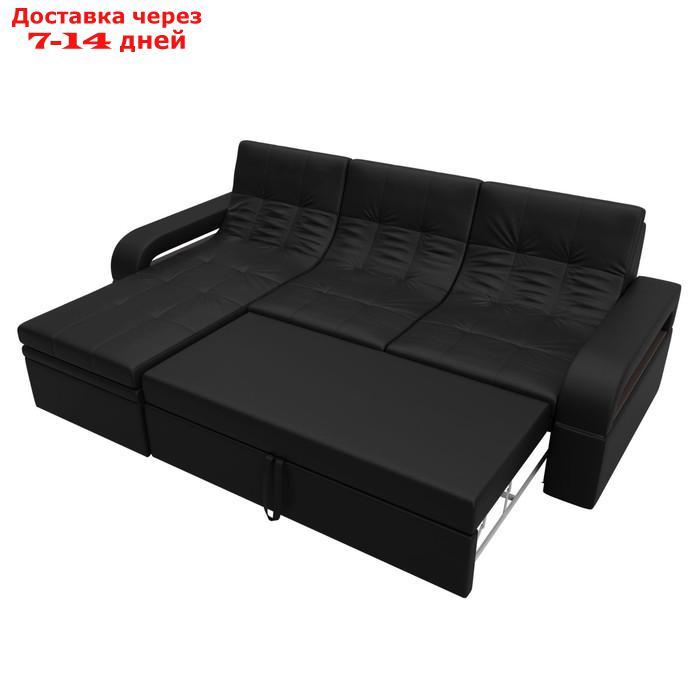Угловой диван "Лига 035", левый угол, механизм дельфин, ППУ, экокожа, цвет чёрный - фото 3 - id-p226871280