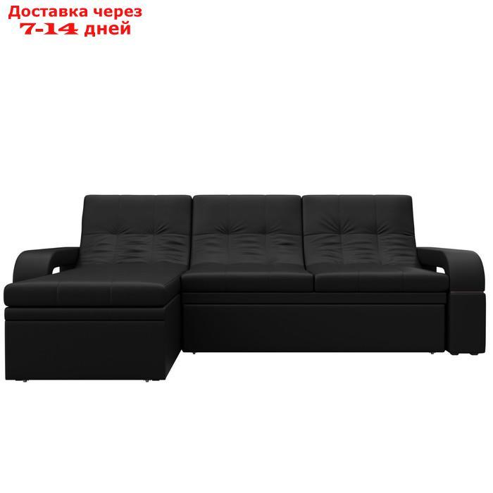 Угловой диван "Лига 035", левый угол, механизм дельфин, ППУ, экокожа, цвет чёрный - фото 5 - id-p226871280