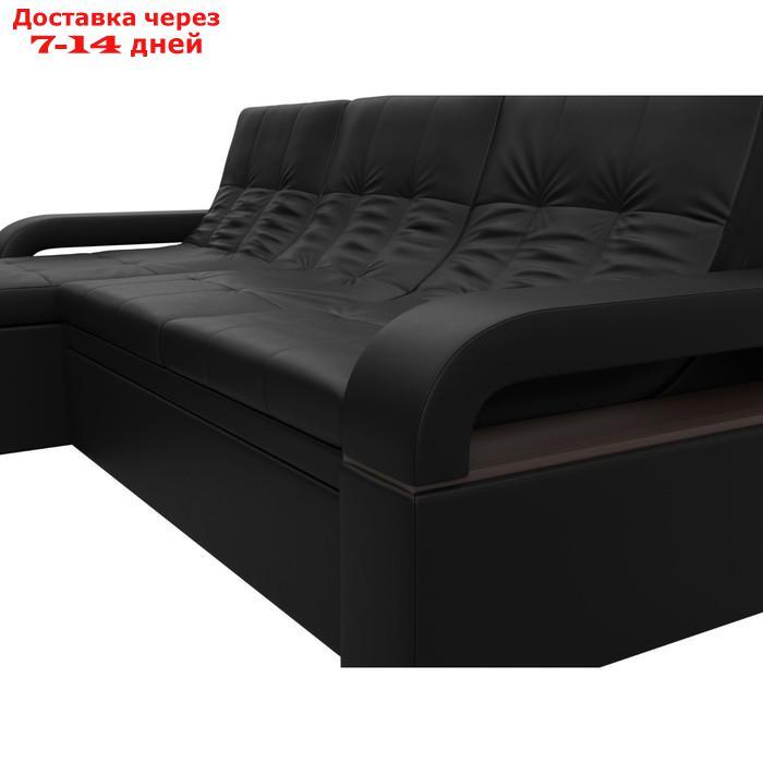 Угловой диван "Лига 035", левый угол, механизм дельфин, ППУ, экокожа, цвет чёрный - фото 6 - id-p226871280