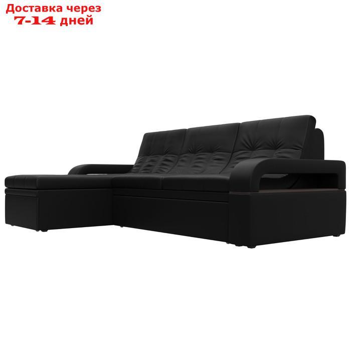 Угловой диван "Лига 035", левый угол, механизм дельфин, ППУ, экокожа, цвет чёрный - фото 7 - id-p226871280
