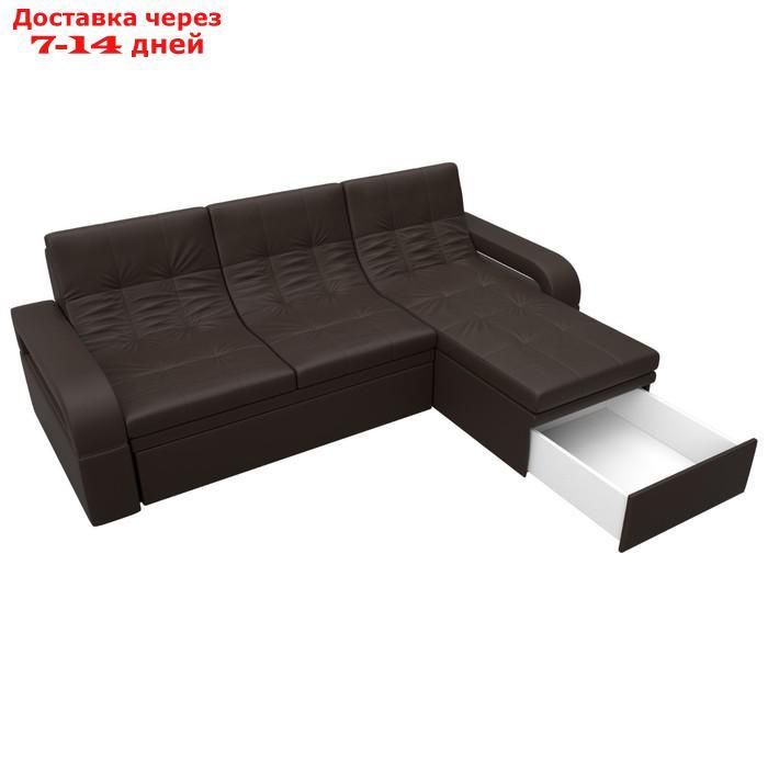 Угловой диван "Лига 035", правый угол, механизм дельфин, ППУ, экокожа, цвет коричневый - фото 2 - id-p226871281
