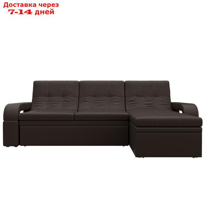 Угловой диван "Лига 035", правый угол, механизм дельфин, ППУ, экокожа, цвет коричневый - фото 3 - id-p226871281