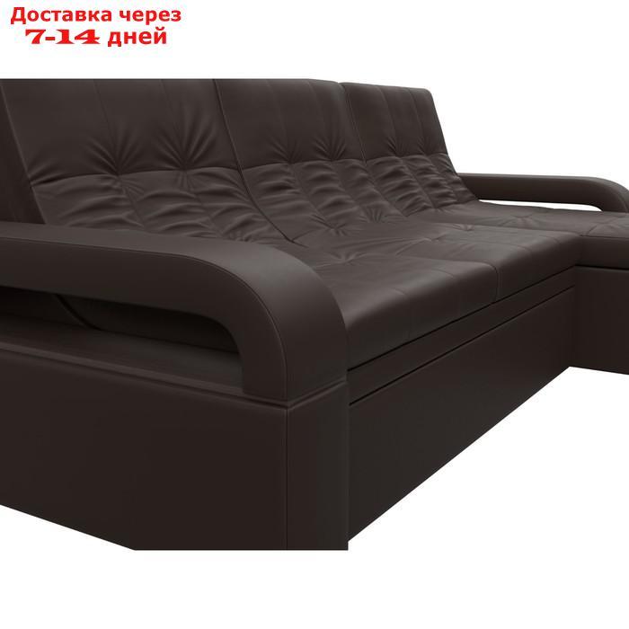 Угловой диван "Лига 035", правый угол, механизм дельфин, ППУ, экокожа, цвет коричневый - фото 4 - id-p226871281