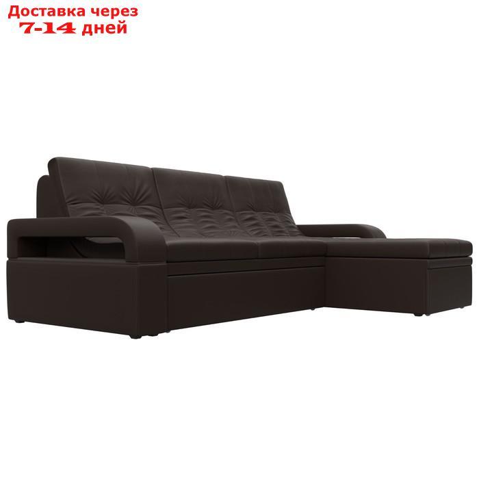 Угловой диван "Лига 035", правый угол, механизм дельфин, ППУ, экокожа, цвет коричневый - фото 5 - id-p226871281