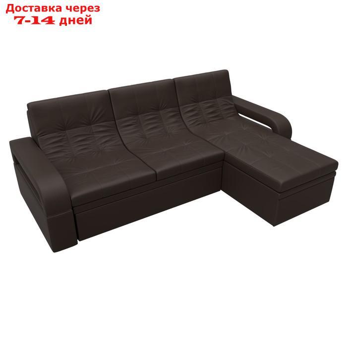 Угловой диван "Лига 035", правый угол, механизм дельфин, ППУ, экокожа, цвет коричневый - фото 7 - id-p226871281