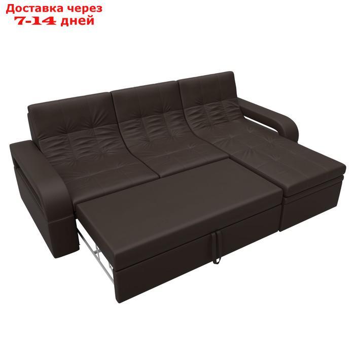 Угловой диван "Лига 035", правый угол, механизм дельфин, ППУ, экокожа, цвет коричневый - фото 8 - id-p226871281