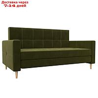 Прямой диван "Лига 038", механизм раскладушка, ППУ, микровельвет, цвет зелёный