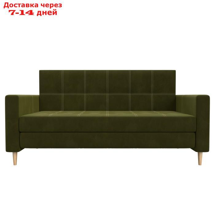 Прямой диван "Лига 038", механизм раскладушка, ППУ, микровельвет, цвет зелёный - фото 2 - id-p226871282
