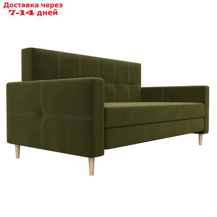 Прямой диван "Лига 038", механизм раскладушка, ППУ, микровельвет, цвет зелёный - фото 3 - id-p226871282