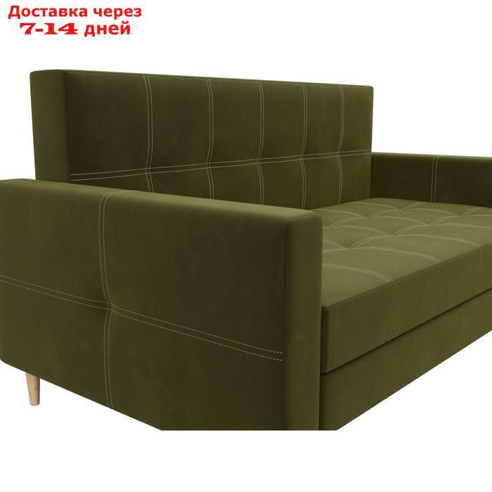 Прямой диван "Лига 038", механизм раскладушка, ППУ, микровельвет, цвет зелёный - фото 4 - id-p226871282