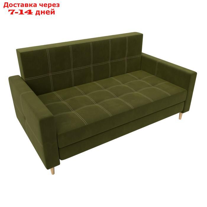 Прямой диван "Лига 038", механизм раскладушка, ППУ, микровельвет, цвет зелёный - фото 5 - id-p226871282