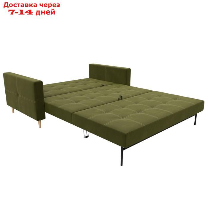 Прямой диван "Лига 038", механизм раскладушка, ППУ, микровельвет, цвет зелёный - фото 7 - id-p226871282