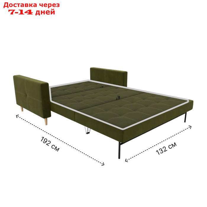 Прямой диван "Лига 038", механизм раскладушка, ППУ, микровельвет, цвет зелёный - фото 9 - id-p226871282