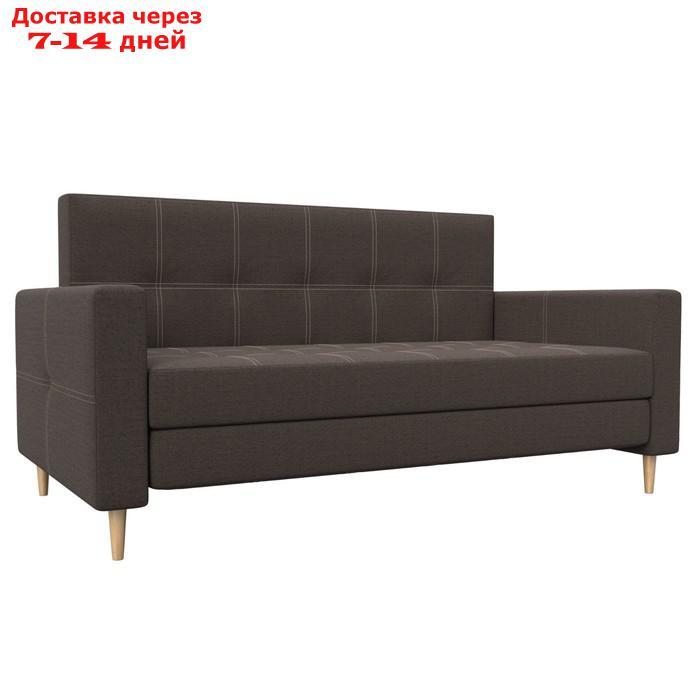 Прямой диван "Лига 038", механизм раскладушка, ППУ, рогожка, цвет амур коричневый - фото 1 - id-p226871283