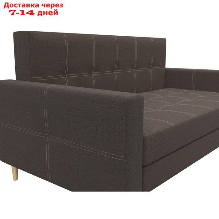 Прямой диван "Лига 038", механизм раскладушка, ППУ, рогожка, цвет амур коричневый - фото 4 - id-p226871283