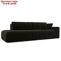 Прямой диван "Лига 036 Модерн", подлокотник справа, еврокнижка, микровельвет, коричневый
