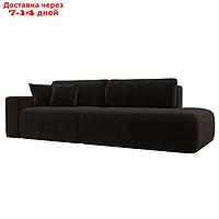 Прямой диван "Лига 036 Модерн", подлокотник слева, еврокнижка, микровельвет, коричневый